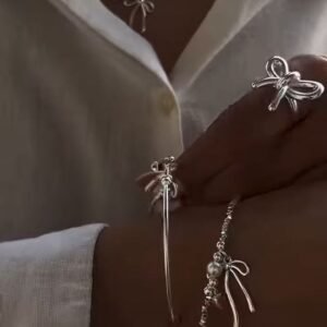 Layered Pearl & Bow Charm Necklace