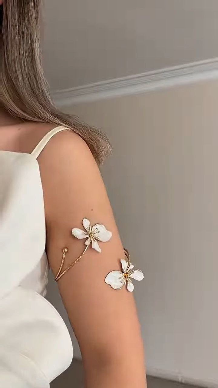 Floral Gold Arm Cuff Bracelet