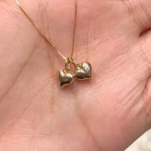 Double Heart Charm Gold Chain Necklace
