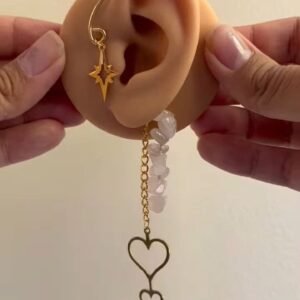 Celestial Heart Drop Ear Chain Earring