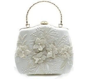 Elegant Floral Embroidered Clutch with Top Handle