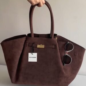 Structured Brown Tote Handbag with Dual Handles