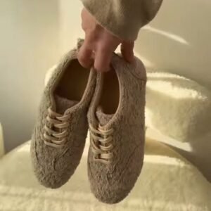 Cozy Knit Lace-Up Indoor Shoes – Soft & Warm Comfort