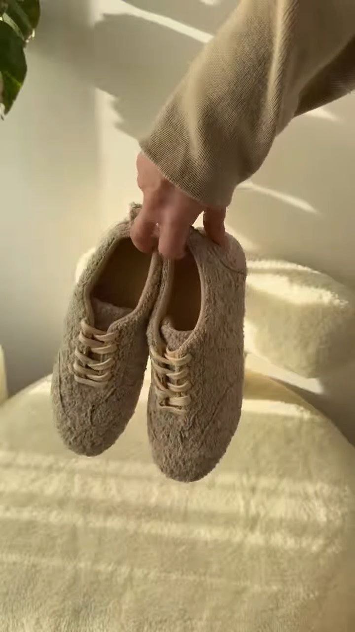 Cozy Knit Lace-Up Indoor Shoes – Soft & Warm Comfort