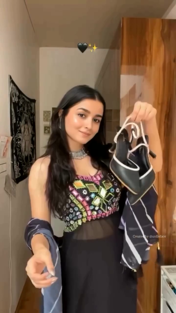 Black Mirror Work Embroidered Crop Top Lehenga Set with Dupatta - Image 4