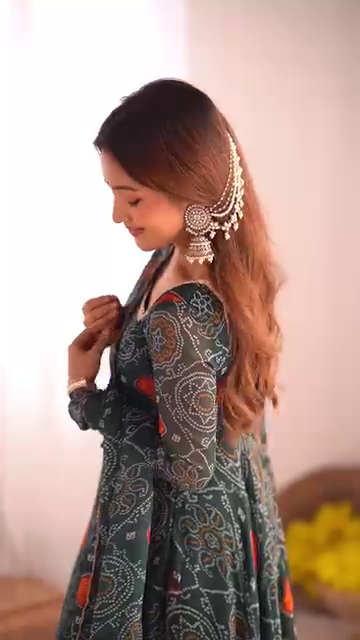 Black Multicolor Printed Anarkali Kurti Set with Dupatta – Ethnic Cotton Flair - Image 4