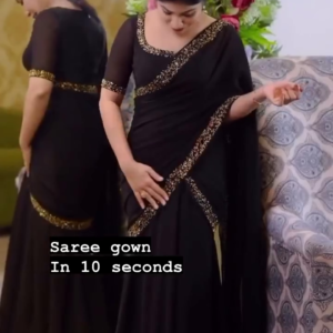 Elegant Coffee Brown Gown Gown Saree with Sequin Border