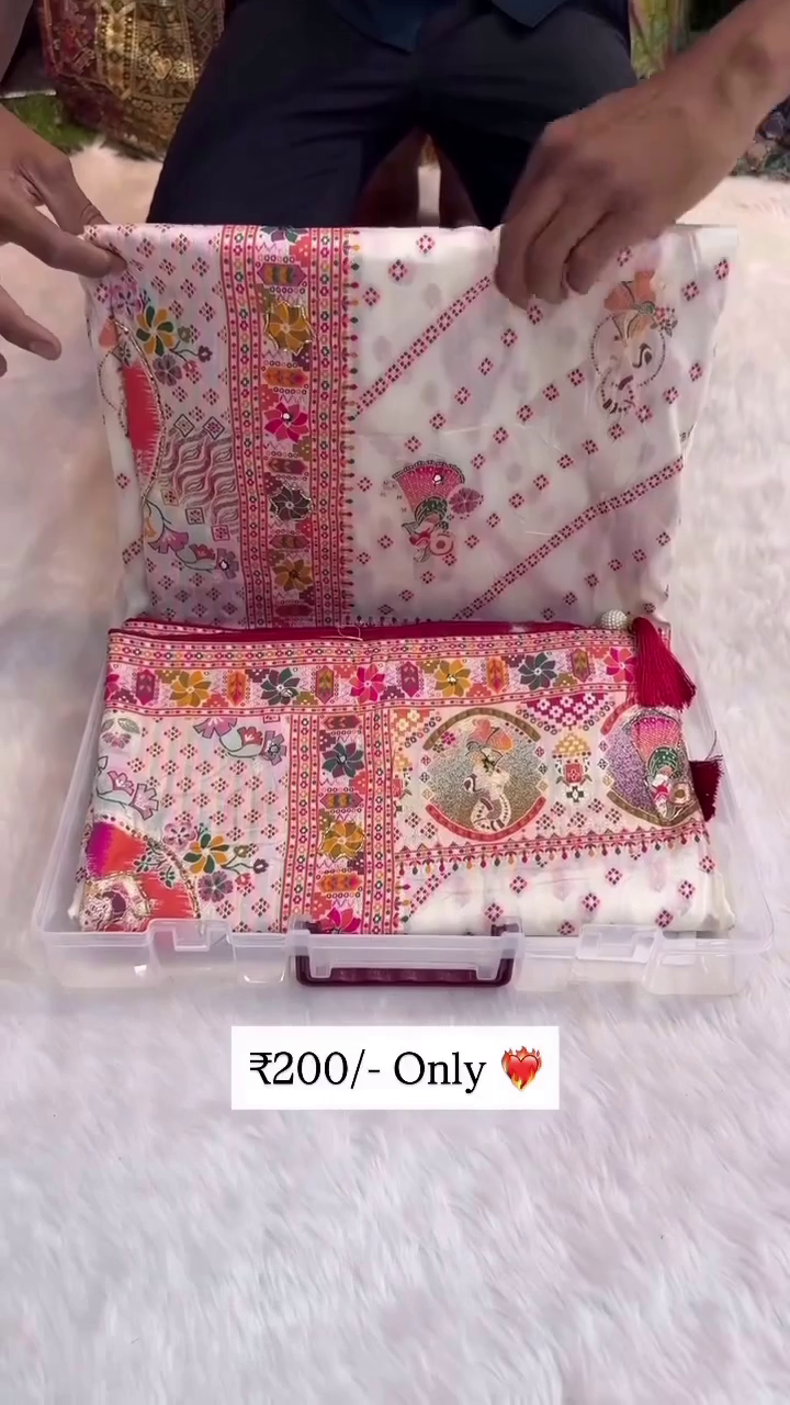 Traditional Navratri Dupatta with Multicolor Garba Print & Tassel Border - Image 3