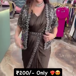 Designer Drape Saree with Embellished Shrug ? Indo-Western Set